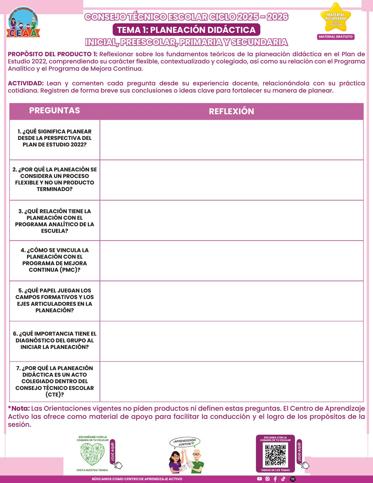 Portada de los productos CTE sobre Planeación didáctica en PDF (Material recuperado 25/26)