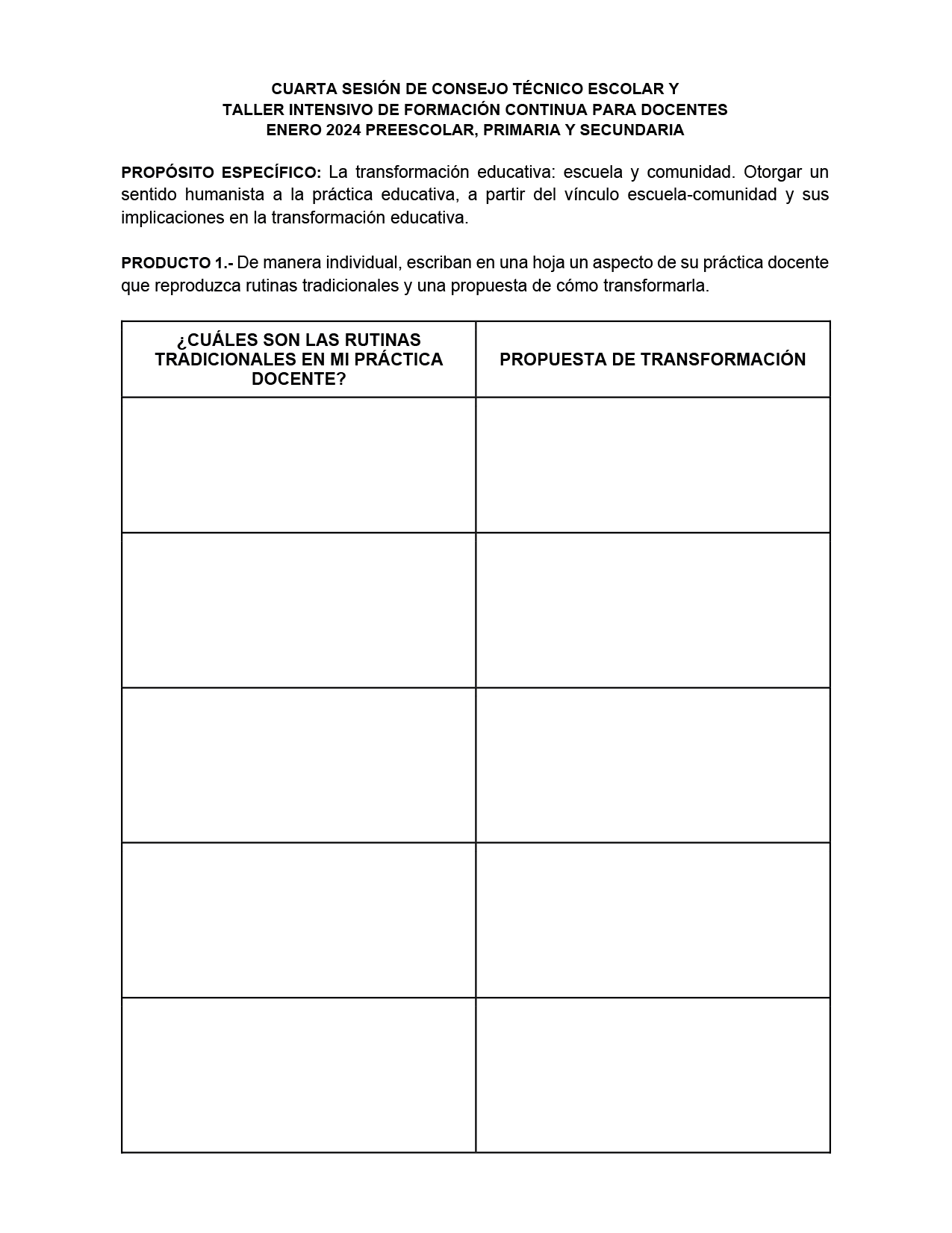 SESIÓN 4 Formatos 3 Productos EDITABLES CONSEJO TÉCNICO ESCOLAR