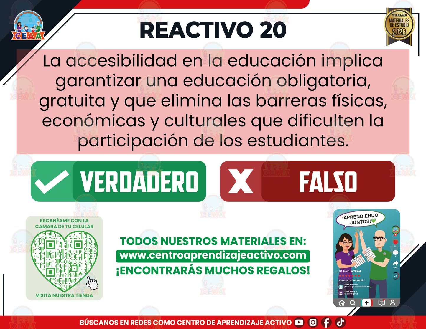 Cuadernillo de Estudio - Las 4 condiciones y las 4 líneas de acción permanentes de la NEM - Verdadero o Falso en PDF