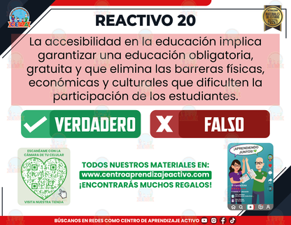 Cuadernillo de Estudio - Las 4 condiciones y las 4 líneas de acción permanentes de la NEM - Verdadero o Falso en PDF