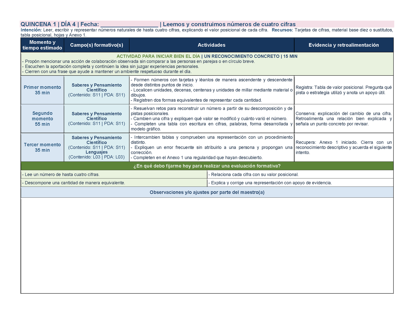 PLANEACIÓN 3° Primaria Primer Periodo (Sep, Oct, Nov) ✏️Editable en Word
