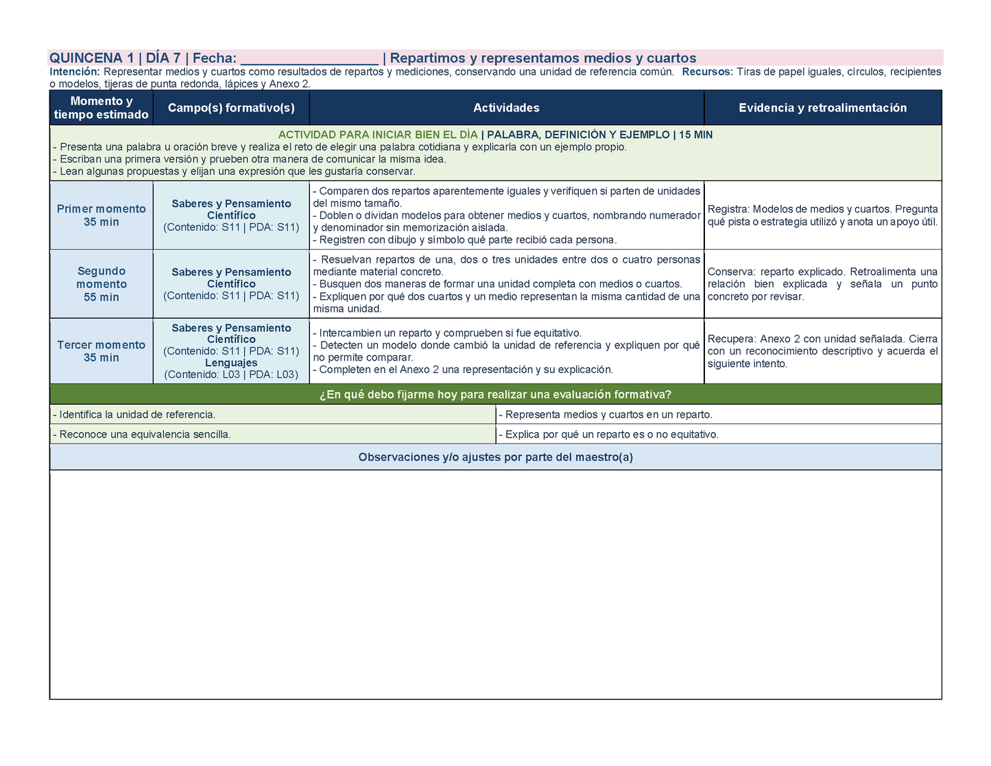PLANEACIÓN 3° Primaria Primer Periodo (Sep, Oct, Nov) ✏️Editable en Word