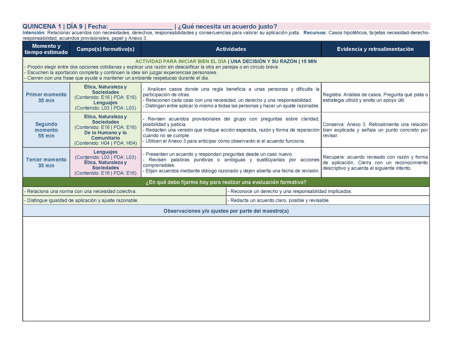 PLANEACIÓN 3° Primaria Primer Periodo (Sep, Oct, Nov) ✏️Editable en Word