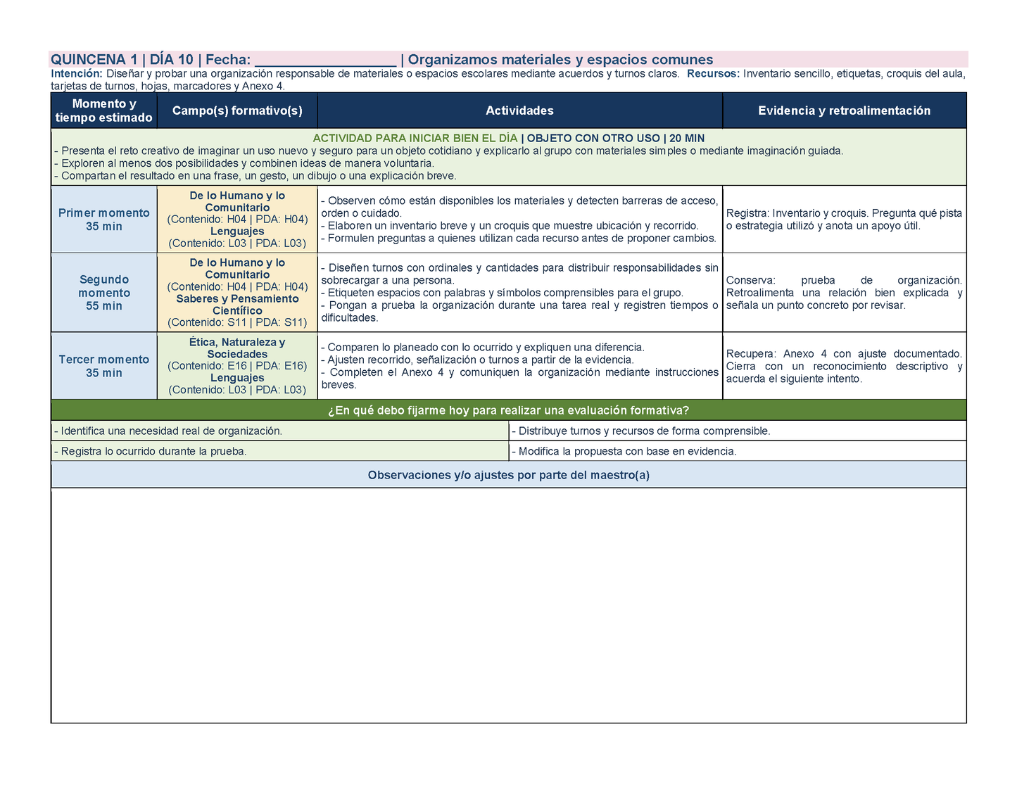PLANEACIÓN 3° Primaria Primer Periodo (Sep, Oct, Nov) ✏️Editable en Word
