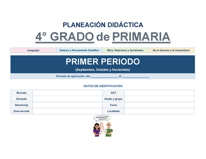 PLANEACIÓN 4° Primaria Primer Periodo (Sep, Oct, Nov) ✏️Editable en Word