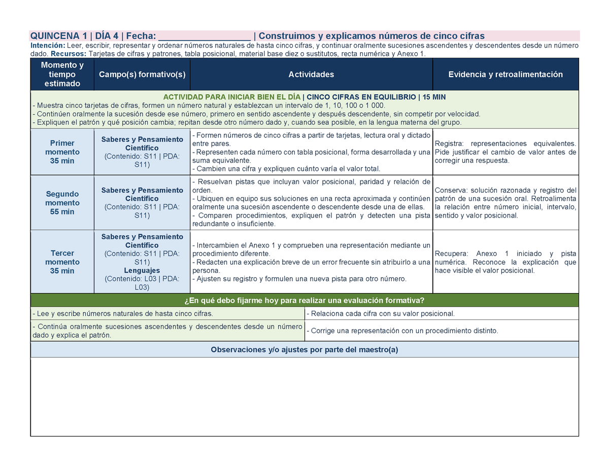 PLANEACIÓN 4° Primaria Primer Periodo (Sep, Oct, Nov) ✏️Editable en Word