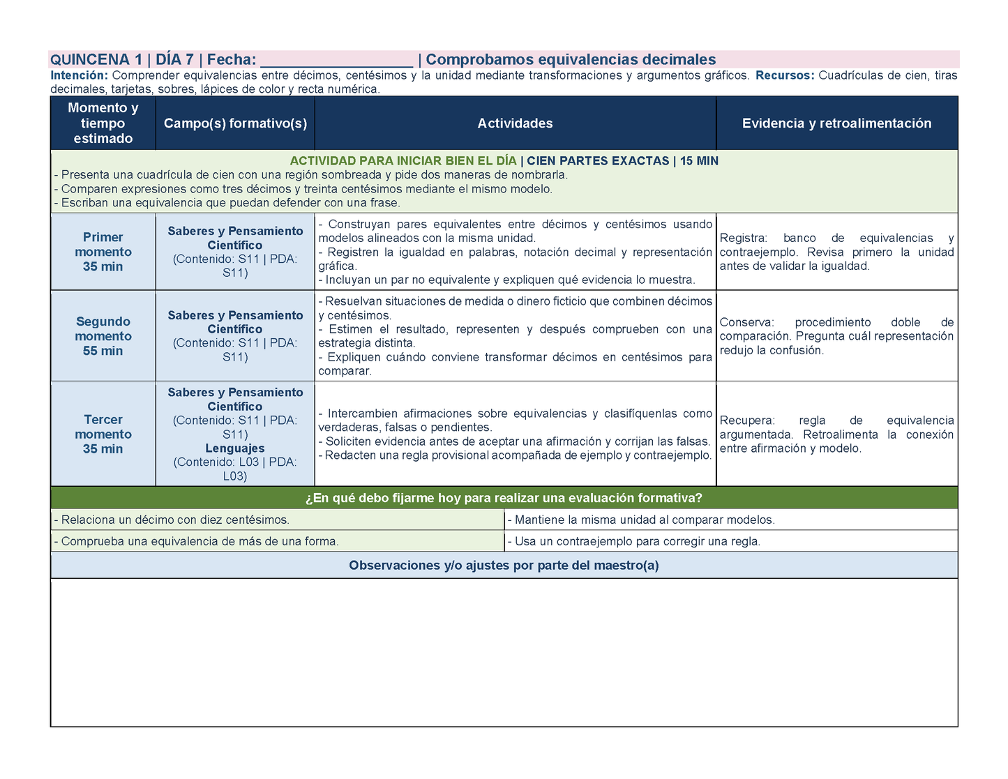 PLANEACIÓN 4° Primaria Primer Periodo (Sep, Oct, Nov) ✏️Editable en Word