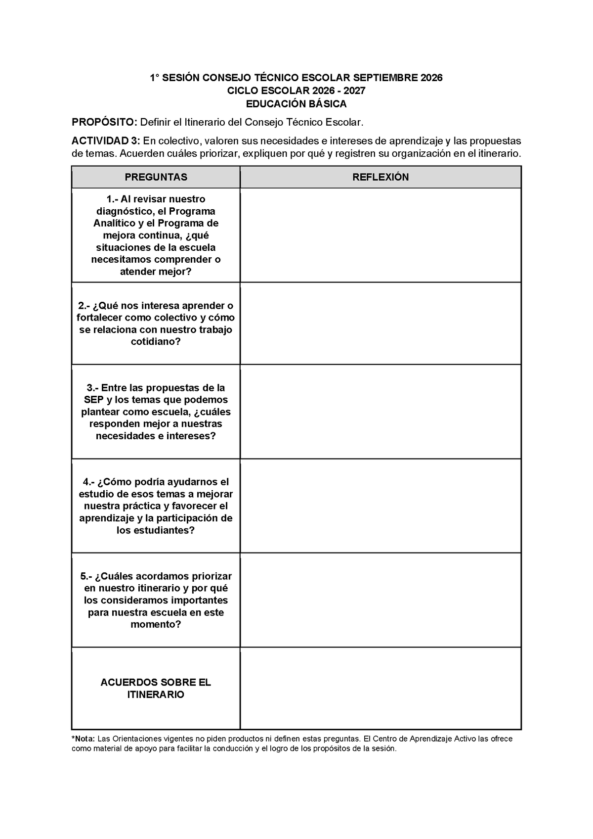 Formato de Productos para tu CTE Sesión 1 Septiembre 2026 Editable en Word