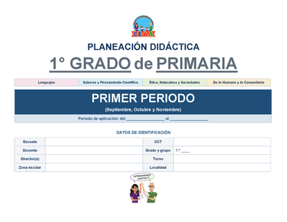 PLANEACIÓN 1° Primaria Primer Periodo (Sep, Oct, Nov) Editable en Word