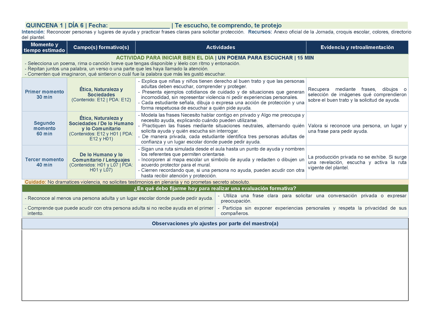PLANEACIÓN 1° Primaria Primer Periodo (Sep, Oct, Nov) Editable en Word