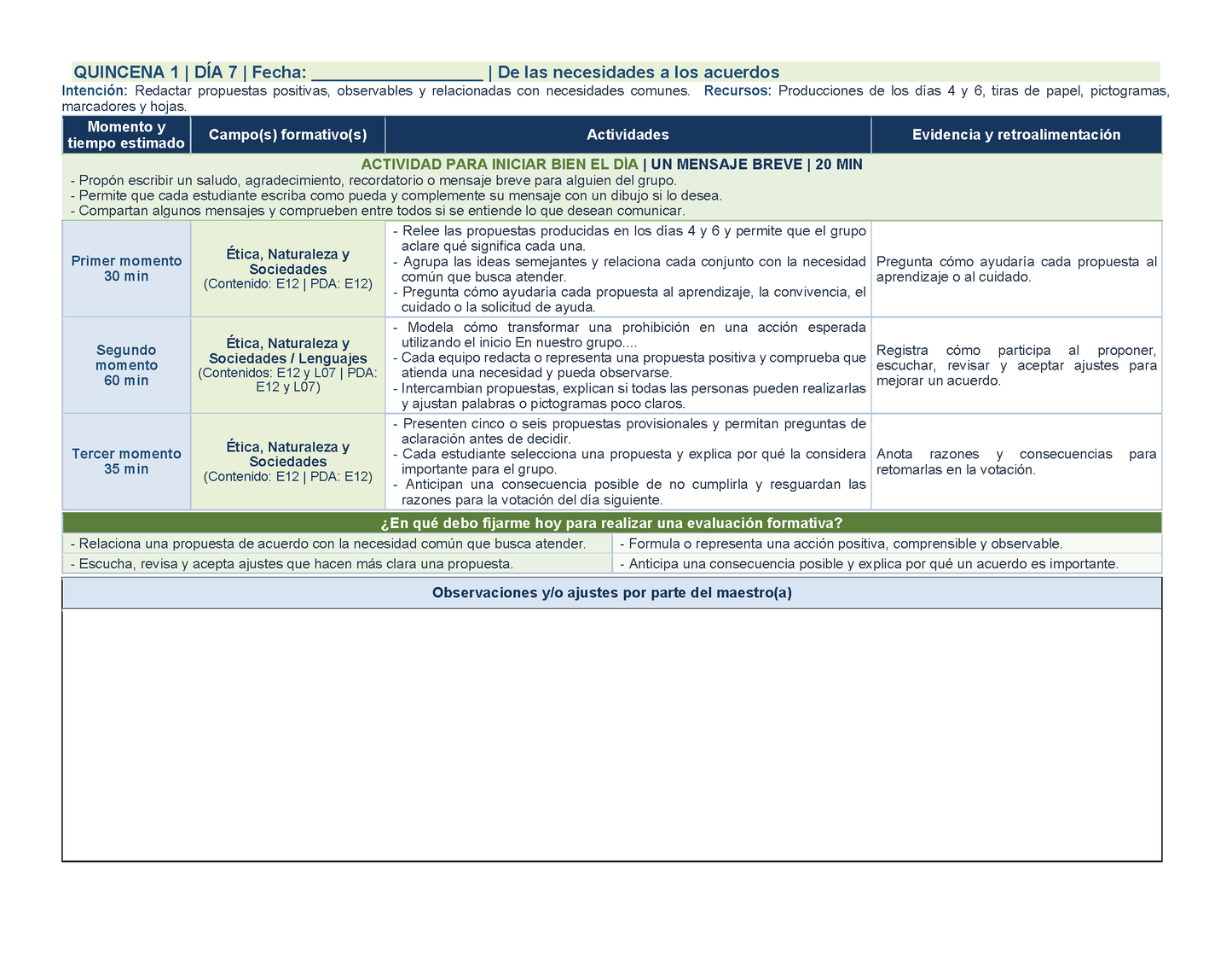 PLANEACIÓN 1° Primaria Primer Periodo (Sep, Oct, Nov) Editable en Word