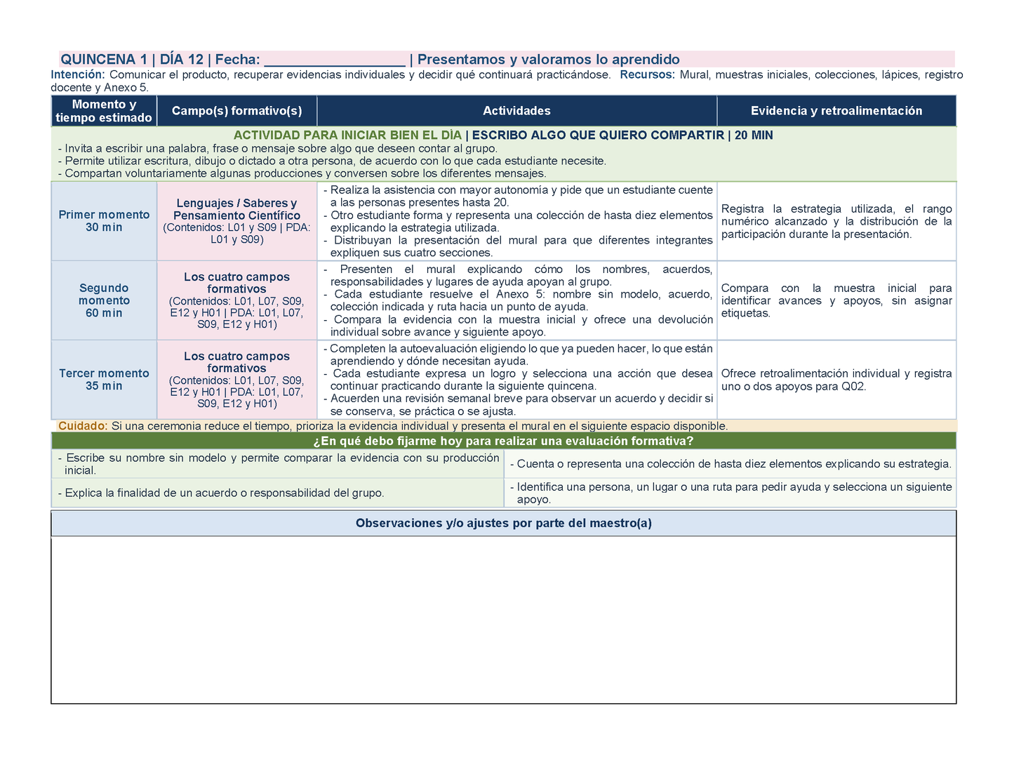 PLANEACIÓN 1° Primaria Primer Periodo (Sep, Oct, Nov) Editable en Word