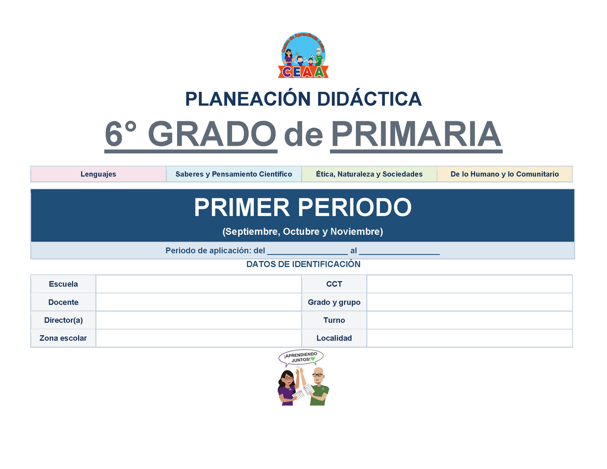 PLANEACIÓN 6° Primaria Primer Periodo (Sep, Oct, Nov) ✏️Editable en Word