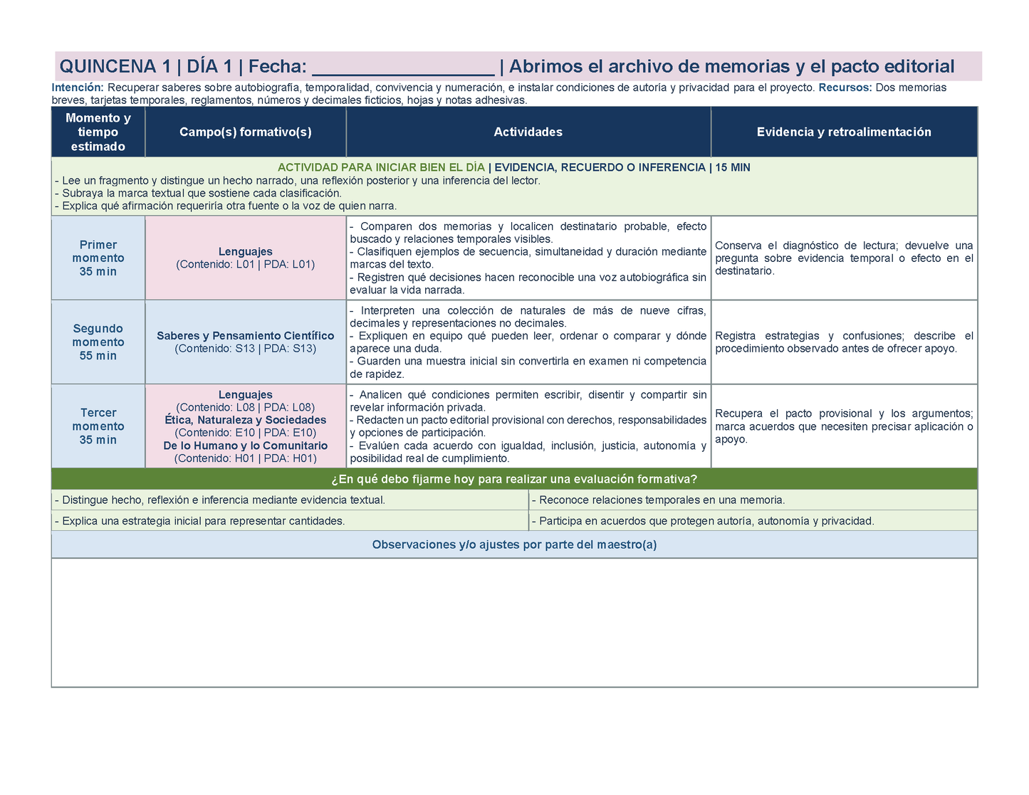 PLANEACIÓN 6° Primaria Primer Periodo (Sep, Oct, Nov) ✏️Editable en Word