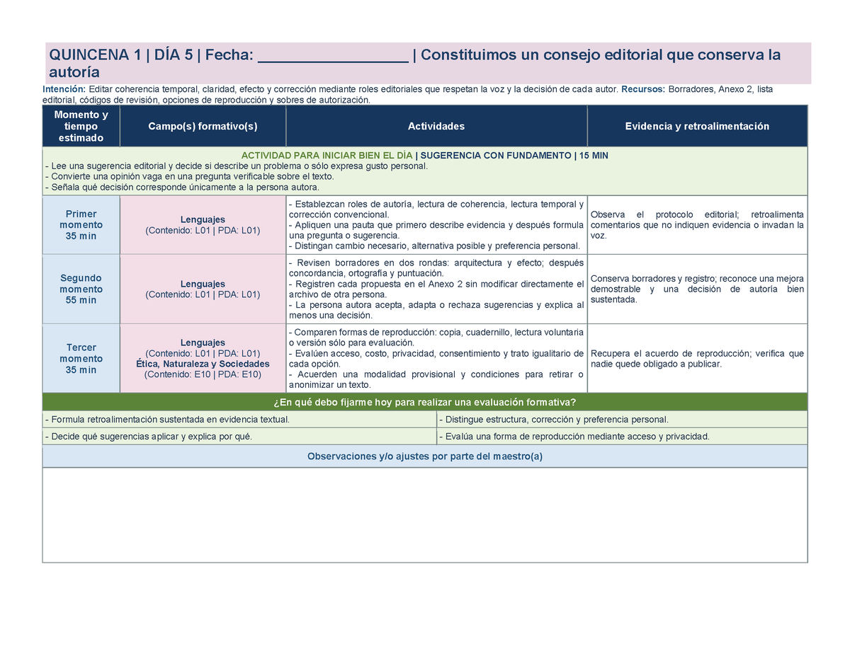 PLANEACIÓN 6° Primaria Primer Periodo (Sep, Oct, Nov) ✏️Editable en Word