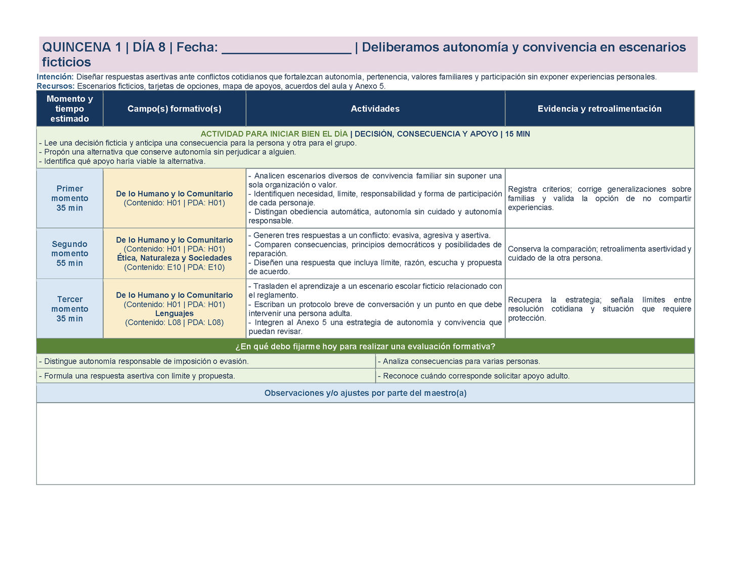 PLANEACIÓN 6° Primaria Primer Periodo (Sep, Oct, Nov) ✏️Editable en Word