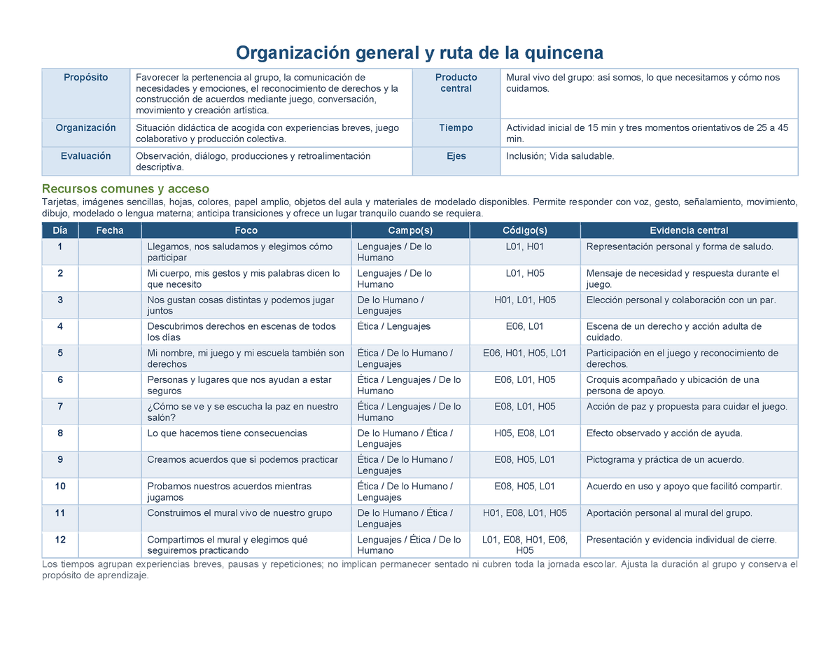 PLANEACIÓN 1° ⭐Preescolar Primer Periodo (Sep, Oct, Nov) ✏️Editable en Word