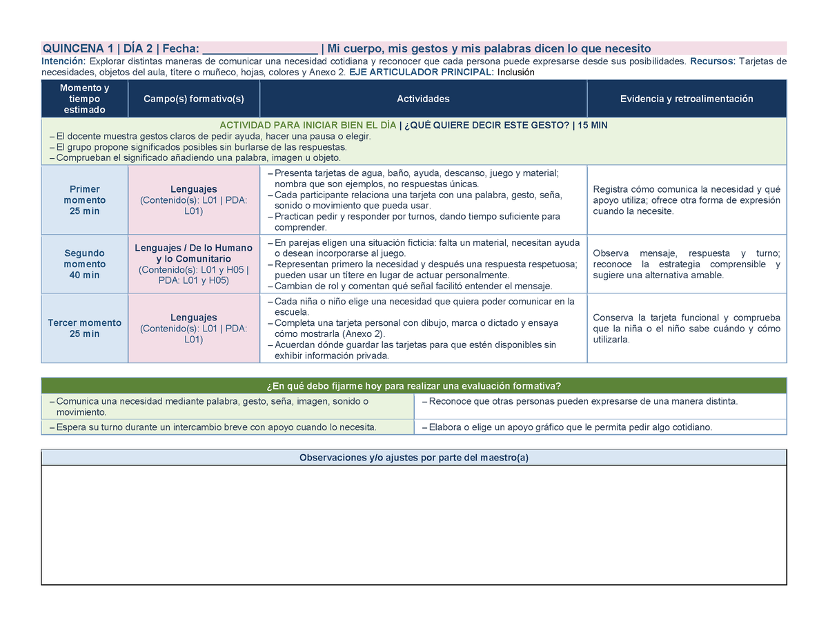 PLANEACIÓN 1° ⭐Preescolar Primer Periodo (Sep, Oct, Nov) ✏️Editable en Word
