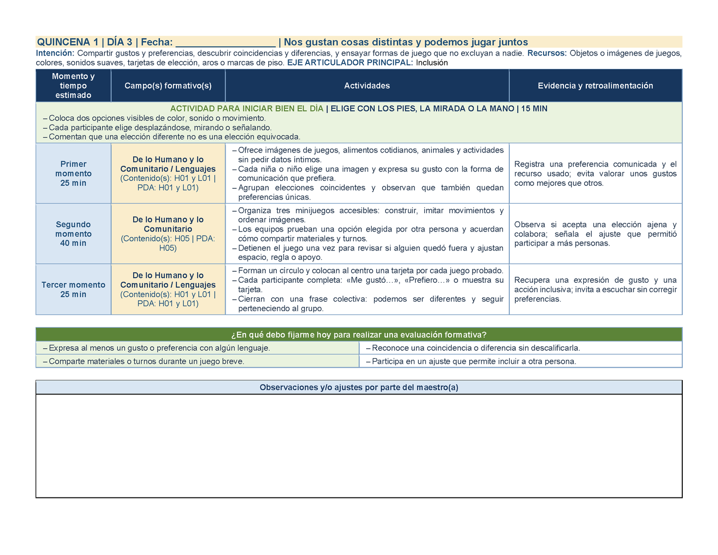 PLANEACIÓN 1° ⭐Preescolar Primer Periodo (Sep, Oct, Nov) ✏️Editable en Word