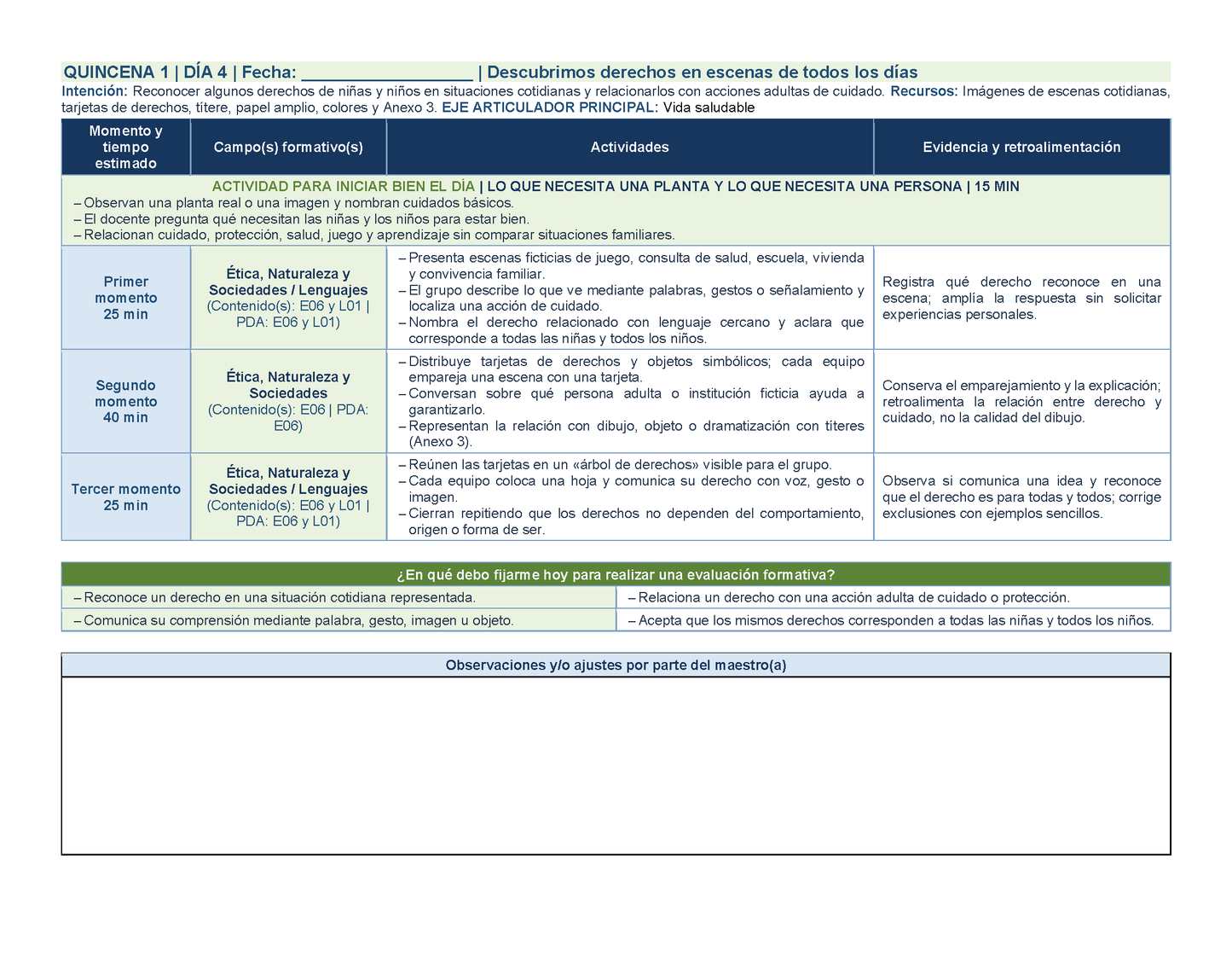 PLANEACIÓN 1° ⭐Preescolar Primer Periodo (Sep, Oct, Nov) ✏️Editable en Word