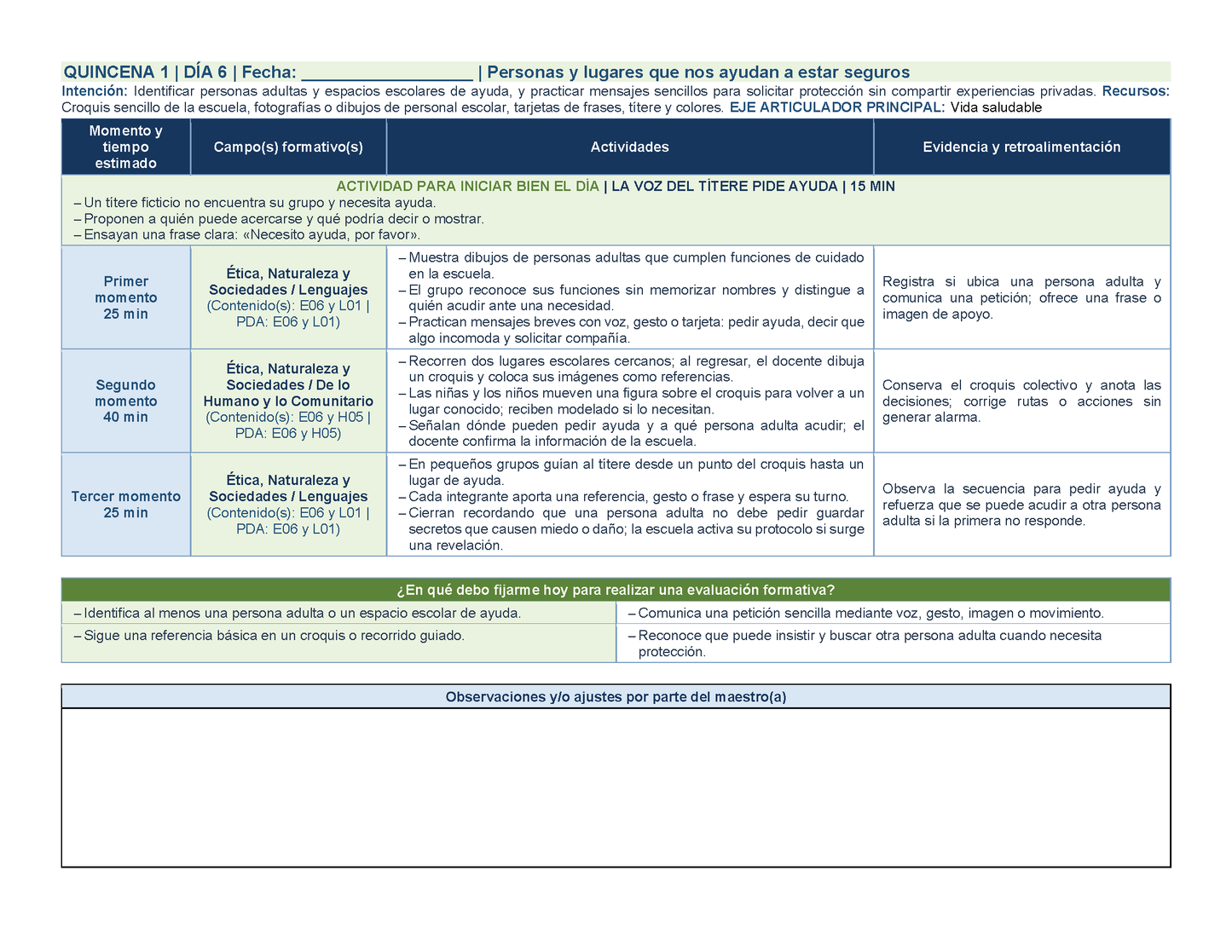 PLANEACIÓN 1° ⭐Preescolar Primer Periodo (Sep, Oct, Nov) ✏️Editable en Word