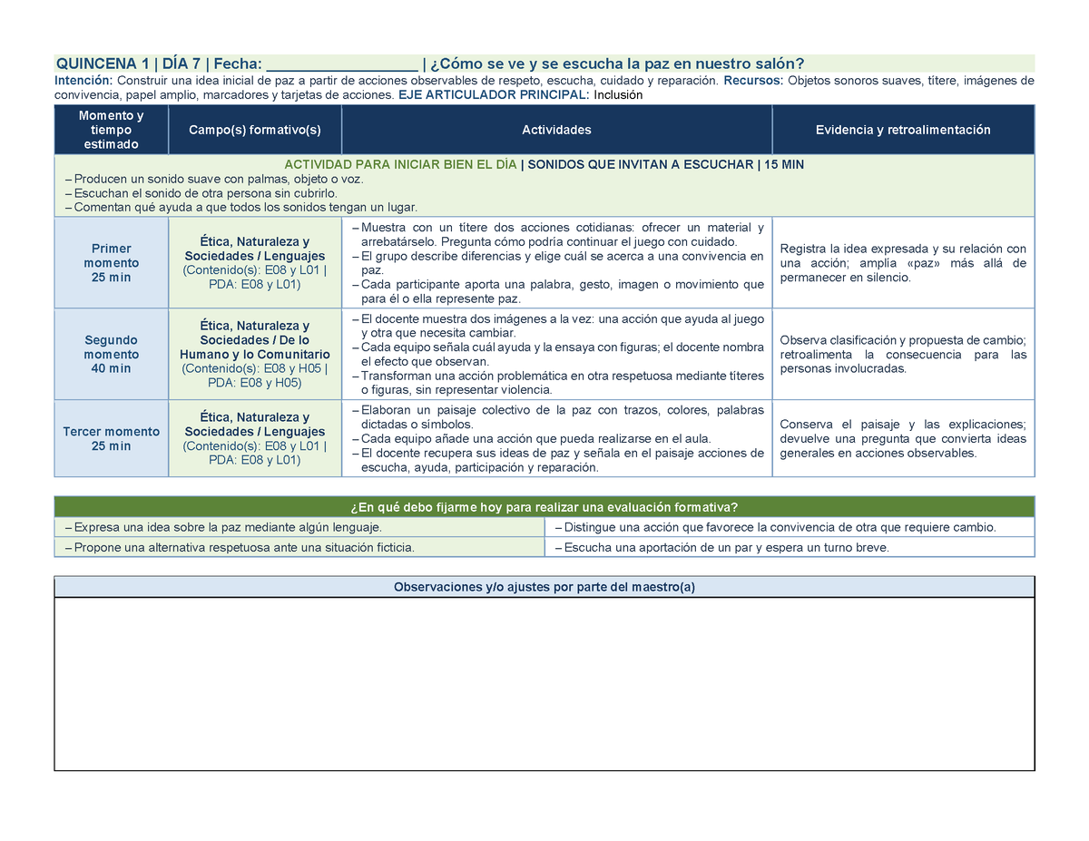 PLANEACIÓN 1° ⭐Preescolar Primer Periodo (Sep, Oct, Nov) ✏️Editable en Word