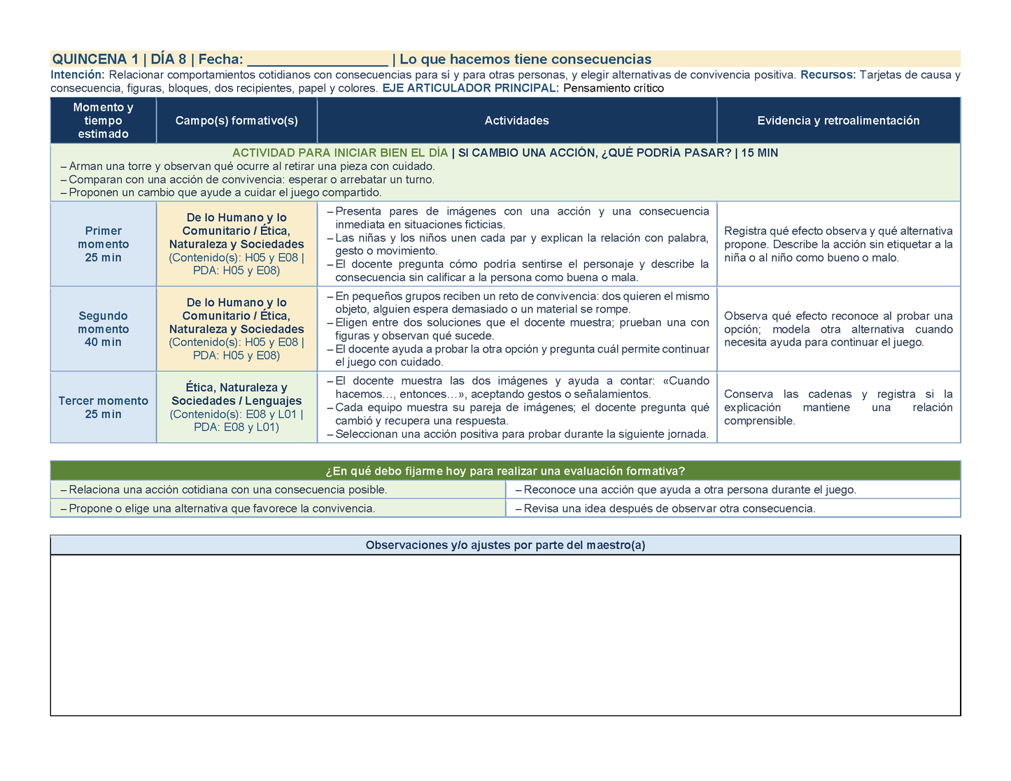 PLANEACIÓN 1° ⭐Preescolar Primer Periodo (Sep, Oct, Nov) ✏️Editable en Word