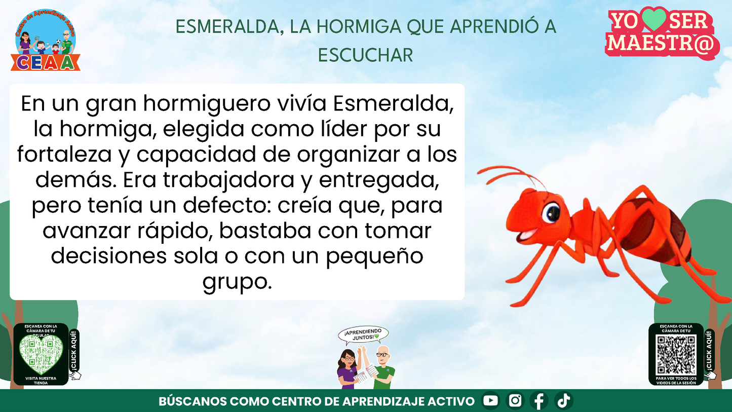 Historias para Maestros - ESMERALDA, LA HORMIGA QUE APRENDIÓ A ESCUCHAR (Editable en PowerPoint)