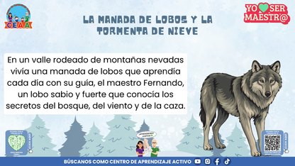 Historias para Maestros - LA MANADA DE LOBOS Y LA TORMENTA DE NIEVE (Editable en PowerPoint)