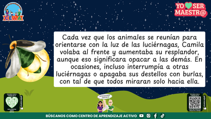 Historias para Maestros - CAMILA, LA LUCIÉRNAGA QUE APRENDIÓ A HACER BRILLAR A LOS DEMÁS (Editable en PowerPoint)