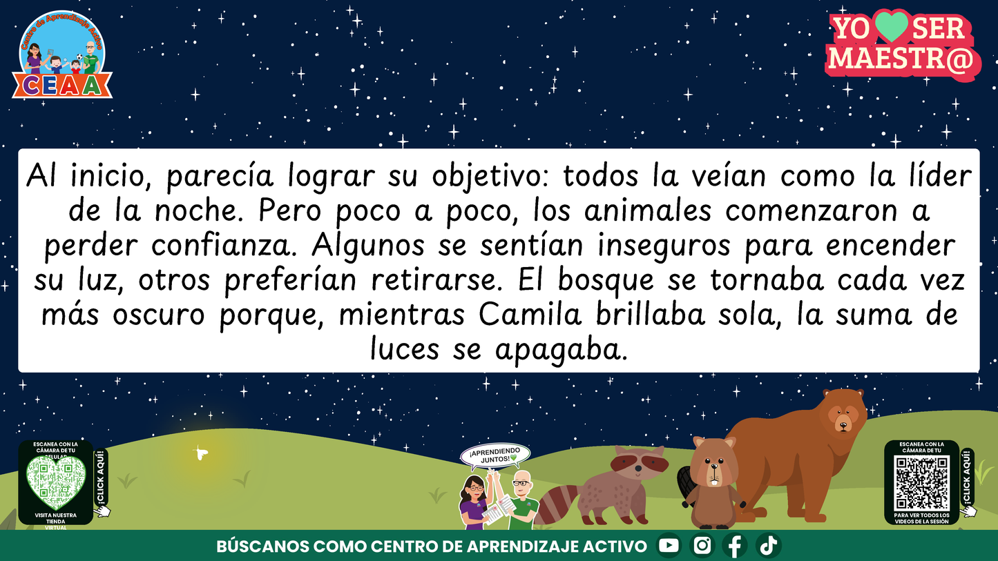 Historias para Maestros - CAMILA, LA LUCIÉRNAGA QUE APRENDIÓ A HACER BRILLAR A LOS DEMÁS (Editable en PowerPoint)