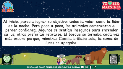 Historias para Maestros - CAMILA, LA LUCIÉRNAGA QUE APRENDIÓ A HACER BRILLAR A LOS DEMÁS (Editable en PowerPoint)