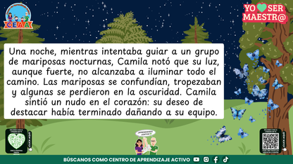 Historias para Maestros - CAMILA, LA LUCIÉRNAGA QUE APRENDIÓ A HACER BRILLAR A LOS DEMÁS (Editable en PowerPoint)