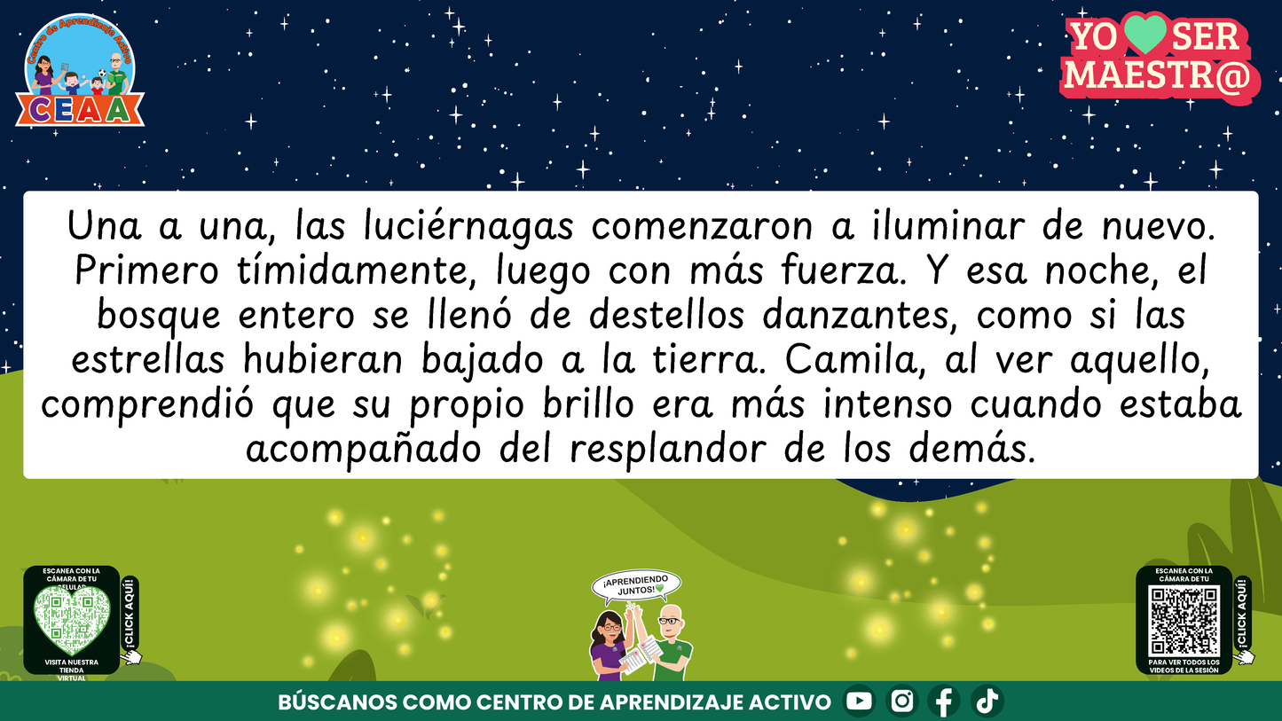 Historias para Maestros - CAMILA, LA LUCIÉRNAGA QUE APRENDIÓ A HACER BRILLAR A LOS DEMÁS (Editable en PowerPoint)