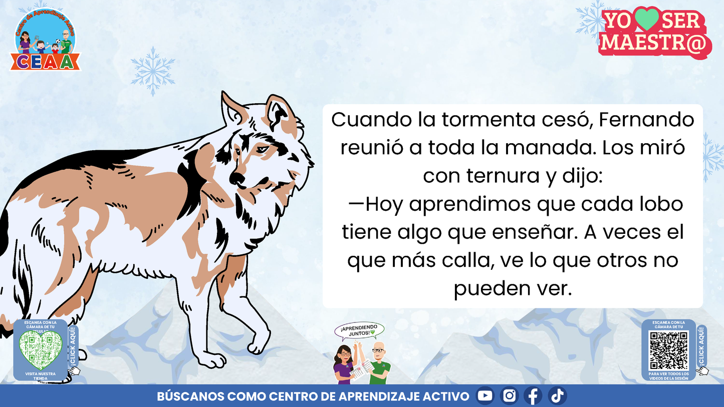 Historias para Maestros - LA MANADA DE LOBOS Y LA TORMENTA DE NIEVE (Editable en PowerPoint)