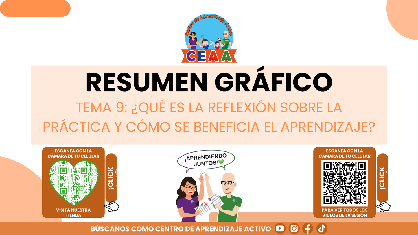 RESUMEN GRÁFICO TEMA 9: ¿QUÉ ES LA REFLEXIÓN SOBRE LA PRÁCTICA Y CÓMO SE BENEFICIA EL APRENDIZAJE? (Editable en PowerPoint, se incluye en la CARPETA COMPLETA de Materiales para este tema)