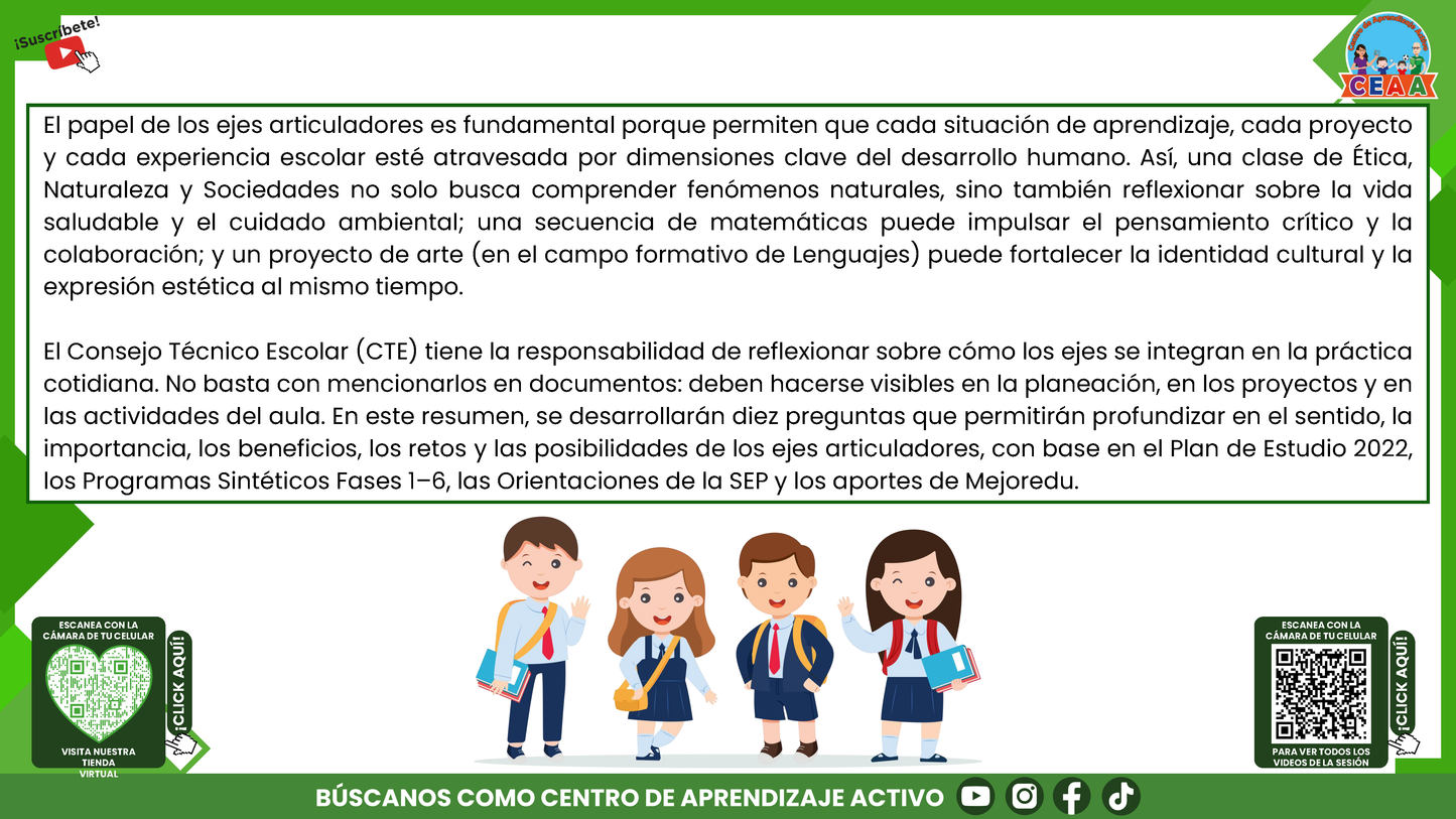 RESUMEN GRÁFICO TEMA 8: LOS 7 EJES ARTICULADORES Y EL APRENDIZAJE EN EL PLAN DE ESTUDIOS 2022 (Editable en PowerPoint)