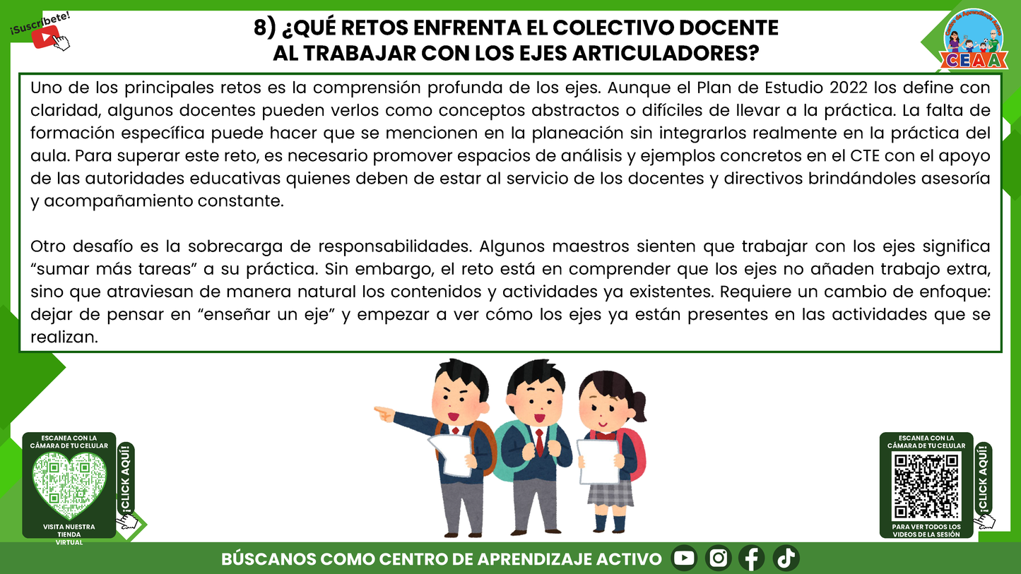 RESUMEN GRÁFICO TEMA 8: LOS 7 EJES ARTICULADORES Y EL APRENDIZAJE EN EL PLAN DE ESTUDIOS 2022 (Editable en PowerPoint)