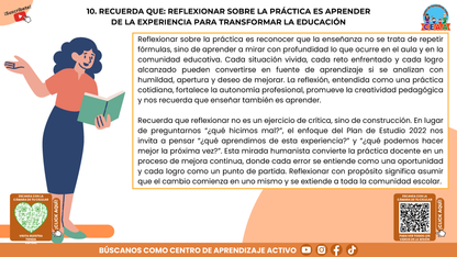 RESUMEN GRÁFICO TEMA 9: ¿QUÉ ES LA REFLEXIÓN SOBRE LA PRÁCTICA Y CÓMO SE BENEFICIA EL APRENDIZAJE? (Editable en PowerPoint, se incluye en la CARPETA COMPLETA de Materiales para este tema)