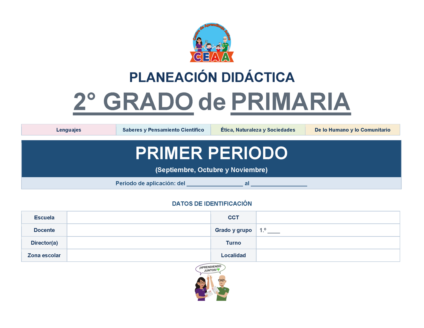 PLANEACIÓN 2° Primaria Primer Periodo (Sep, Oct, Nov) Editable en Word