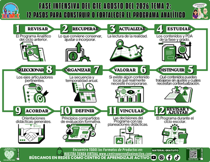 Infografía CTE Fase Intensiva: TEMA 2: 12 PASOS PARA CONSTRUIR O FORTALECER EL PROGRAMA ANALÍTICO en PDF