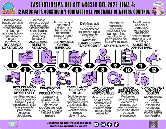 Infografía: 12 PASOS PARA CONSTRUIR Y FORTALECER EL PROGRAMA DE MEJORA CONTINUA En PDF