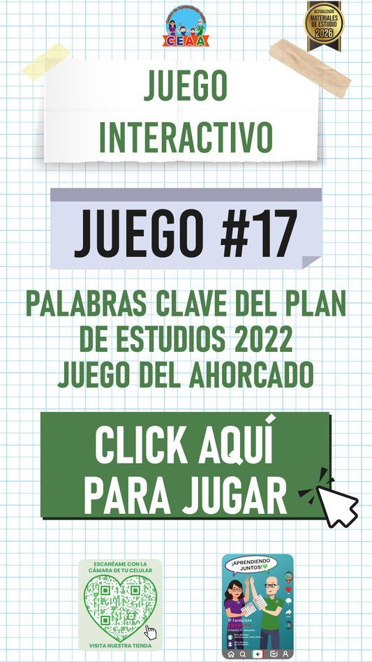 JUEGO INTERACTIVO #17 PALABRAS CLAVE DEL PLAN DE ESTUDIOS 2022 JUEGO DEL AHORCADO