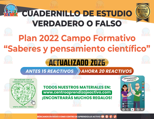 Cuadernillo de Estudio - Plan 2022 Campo Formativo Saberes y pensamiento científico - Verdadero o Falso en PDF