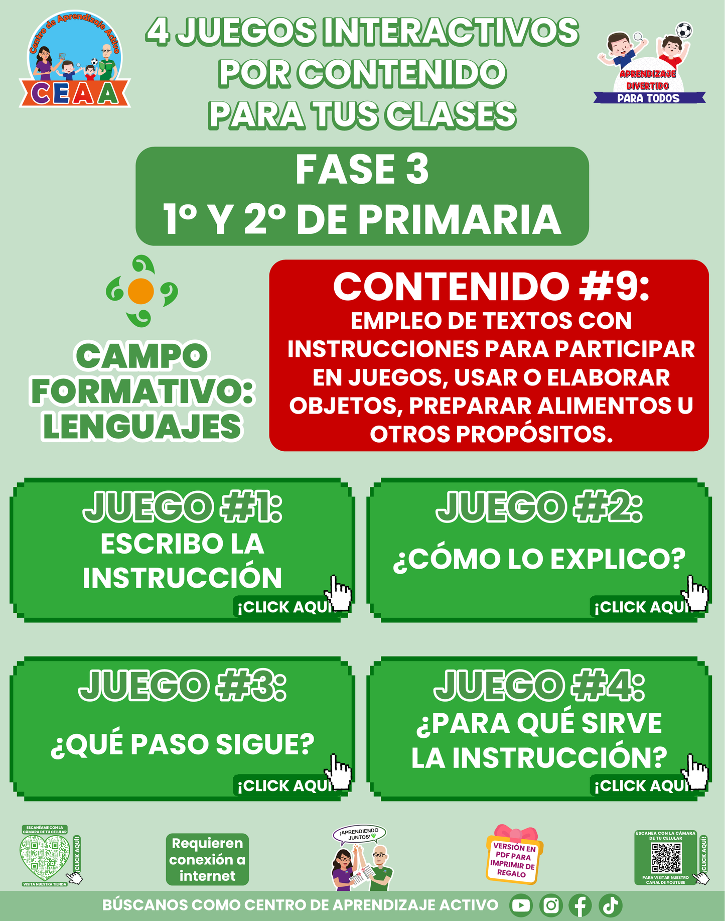4 JUEGOS INTERACTIVOS POR CONTENIDO PARA TUS CLASES - Fase 3 - LENGUAJES - Contenido 9