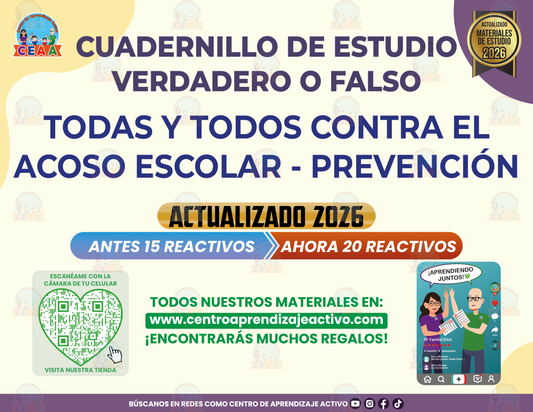 Cuadernillo de Estudio - Todas y todos contra el acoso escolar – Prevención - Verdadero o Falso en PDF