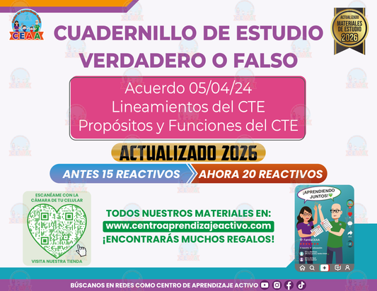 Cuadernillo de Estudio - Acuerdo 05/04/24 Lineamientos del CTE - Propósitos y Funciones - Verdadero o Falso en PDF