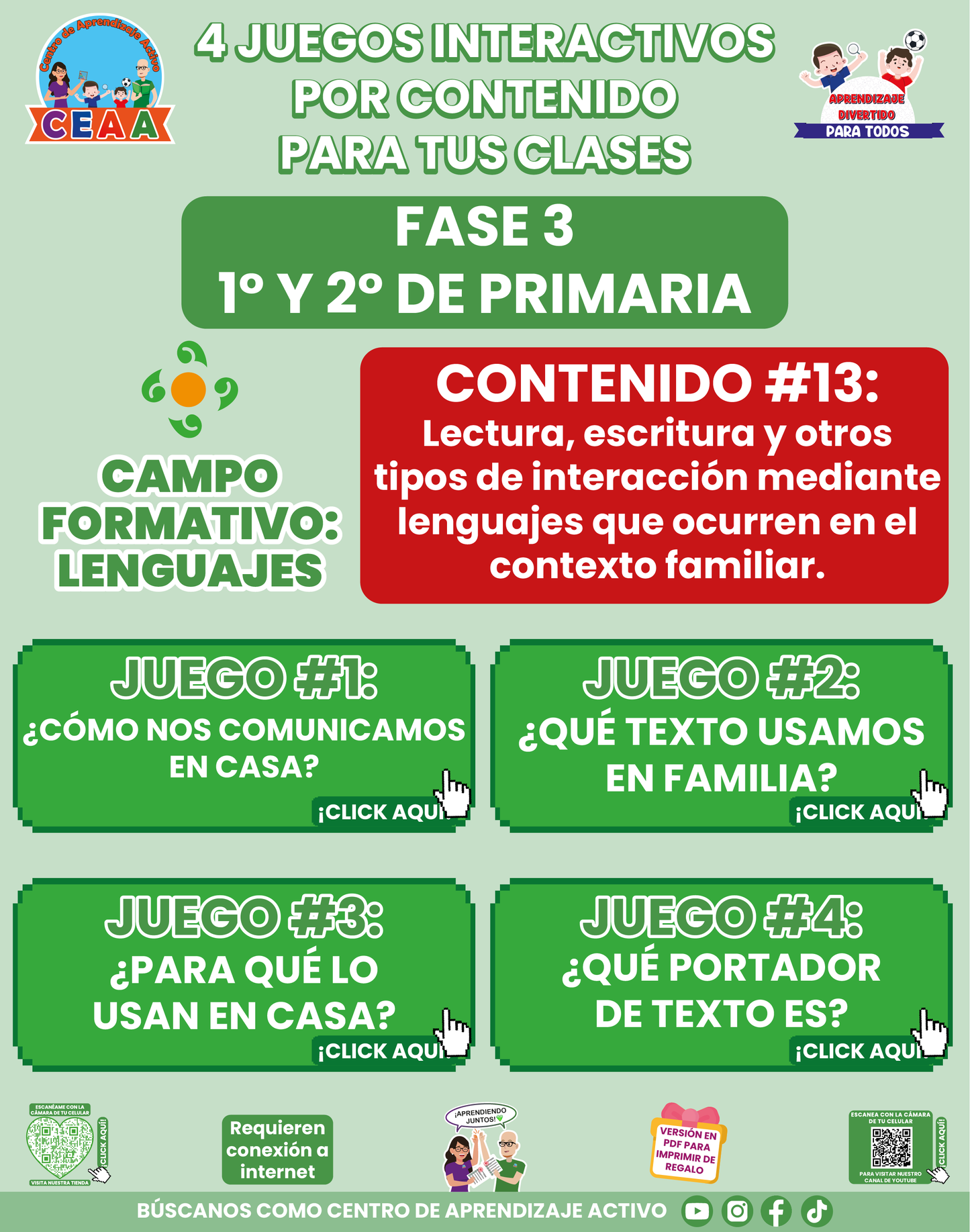 4 JUEGOS INTERACTIVOS POR CONTENIDO PARA TUS CLASES - Fase 3 - LENGUAJES - Contenido 13