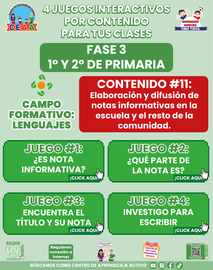 4 JUEGOS INTERACTIVOS POR CONTENIDO PARA TUS CLASES - Fase 3 - LENGUAJES - Contenido 11