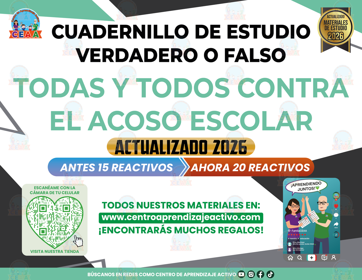 Cuadernillo de Estudios - Todas y todos contra el acoso escolar - Acoso escolar - Verdadero o Falso en PDF